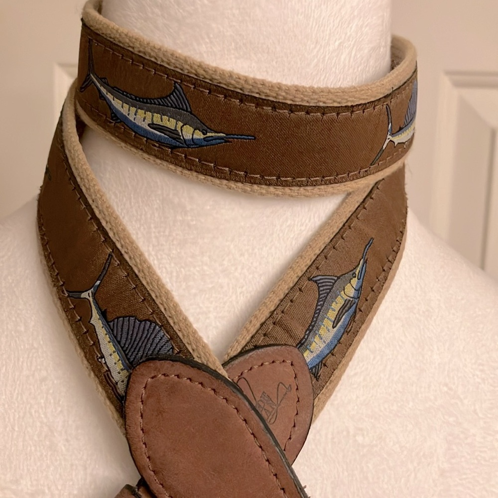Vintage World Wide Sportsman Marlin Design Belt with Leather Tabs